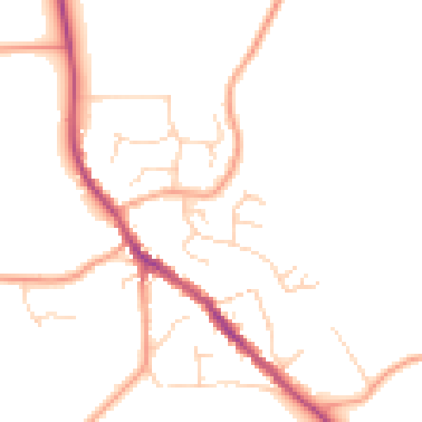 Daytime road noise heatmap for SG4 8XZ