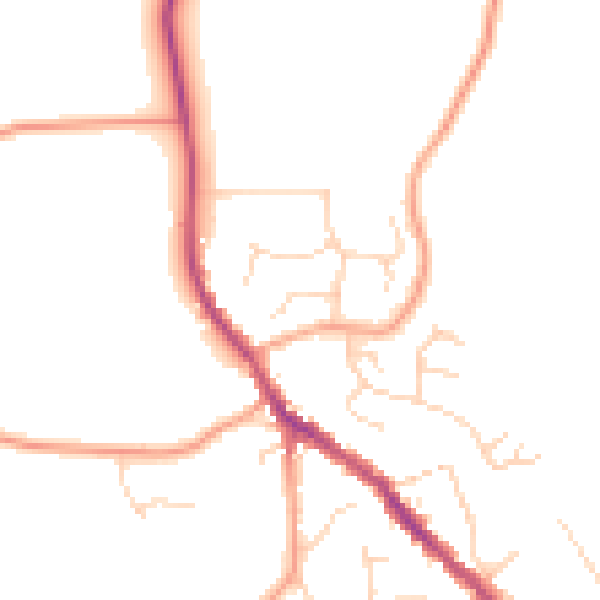 Daytime road noise heatmap for SG4 8YJ