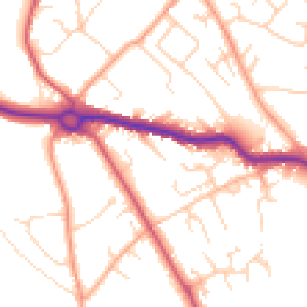 Daytime road noise heatmap for SG4 9DP