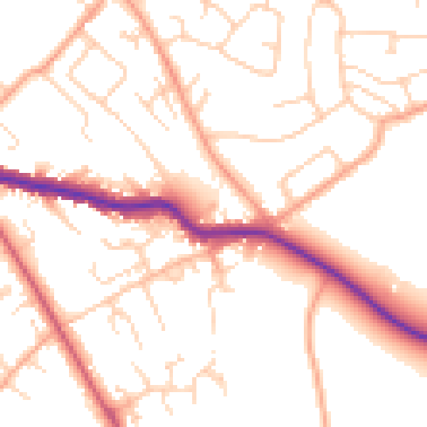 Daytime road noise heatmap for SG4 9DZ