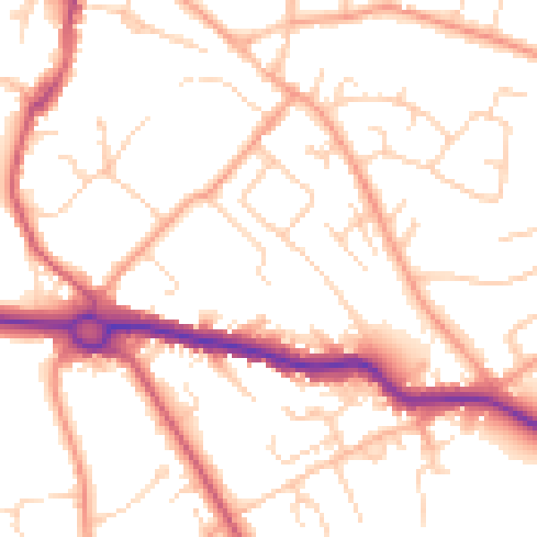 Daytime road noise heatmap for SG4 9JS