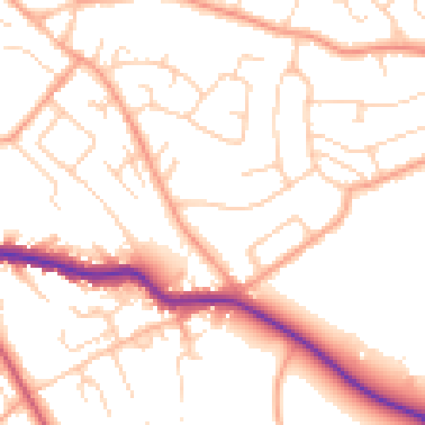 Daytime road noise heatmap for SG4 9LU