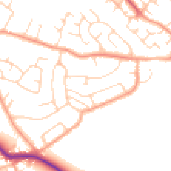 Daytime road noise heatmap for SG4 9NJ