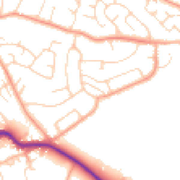 Daytime road noise heatmap for SG4 9NR