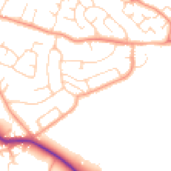 Daytime road noise heatmap for SG4 9NT