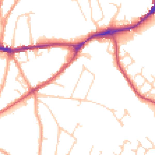 Daytime road noise heatmap for SG4 9QX