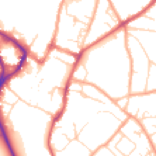 Daytime road noise heatmap for SG4 9SB