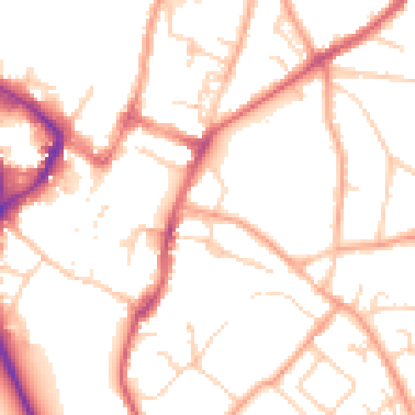 Daytime road noise heatmap for SG4 9SE