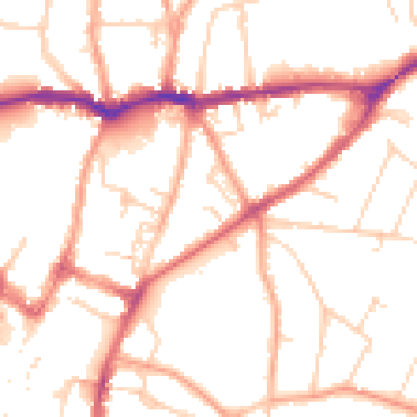 Daytime road noise heatmap for SG4 9SQ
