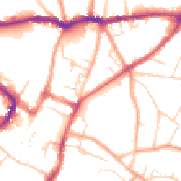 Daytime road noise heatmap for SG4 9SS