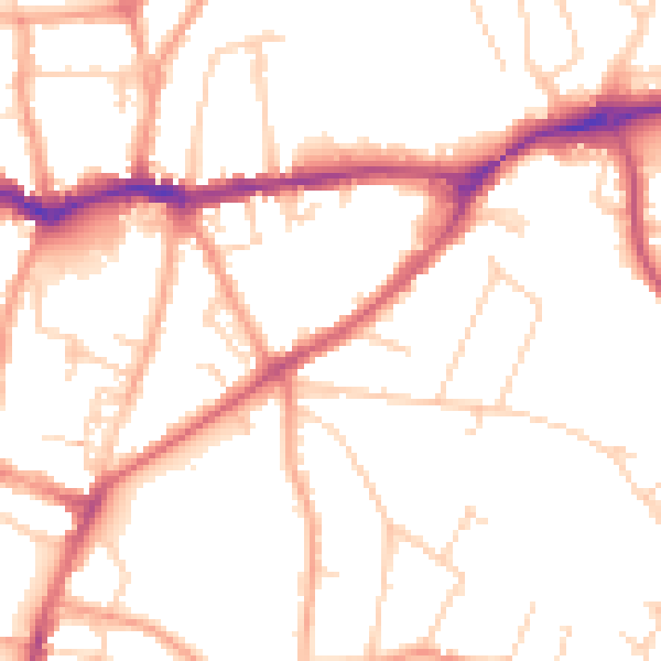 Daytime road noise heatmap for SG4 9SU