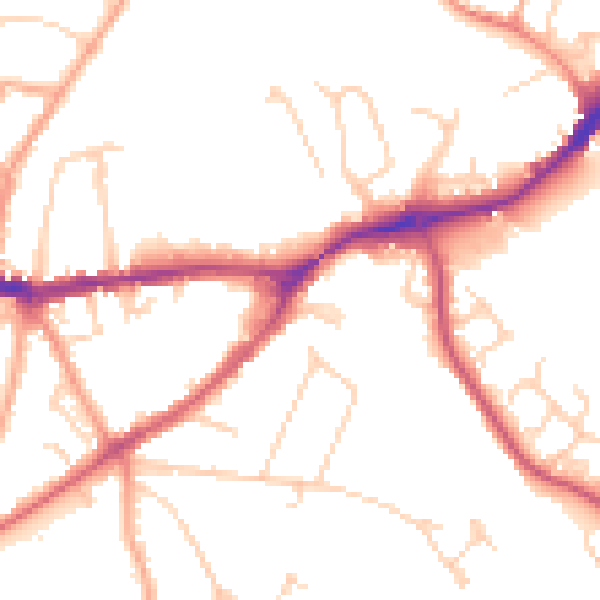 Daytime road noise heatmap for SG4 9UJ