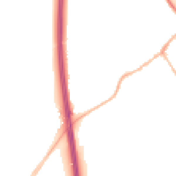 Night-time road noise heatmap for SG7 5AB