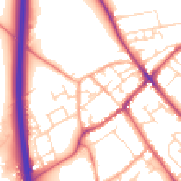 Daytime road noise heatmap for SG7 5AT