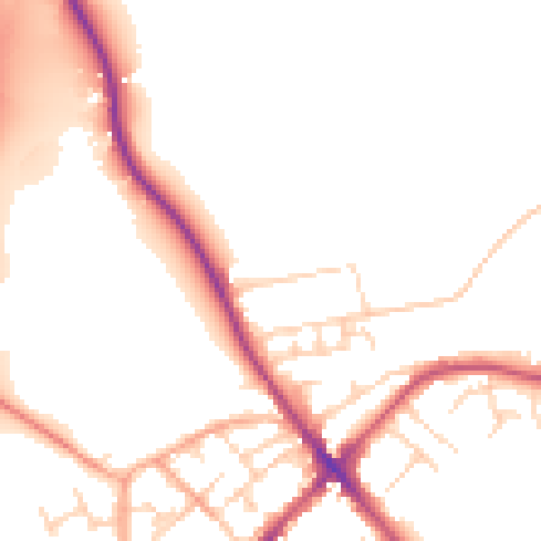 Daytime road noise heatmap for SG7 5BY