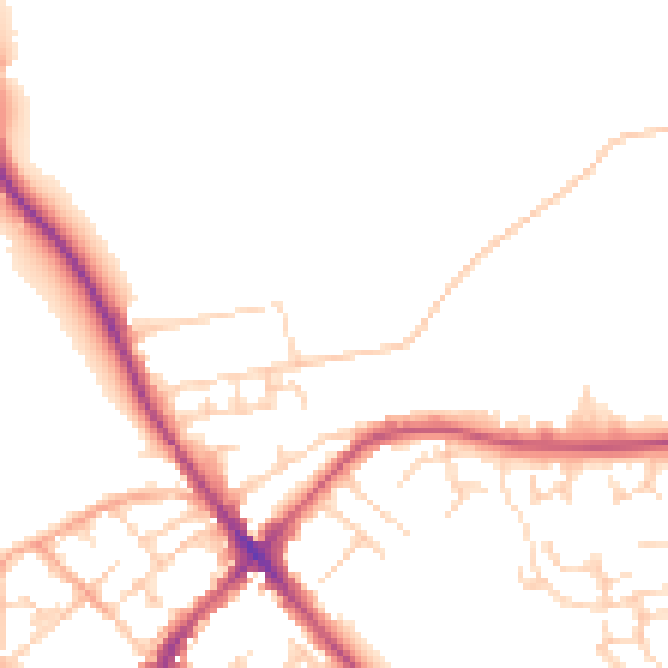 Daytime road noise heatmap for SG7 5DB
