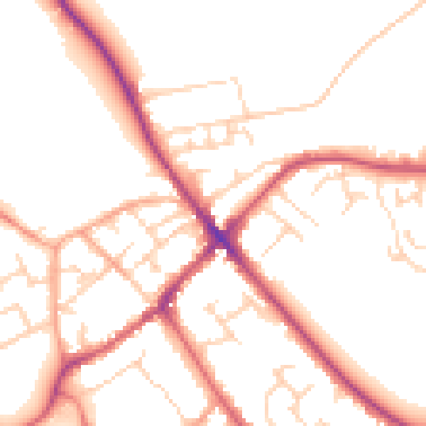 Daytime road noise heatmap for SG7 5FE