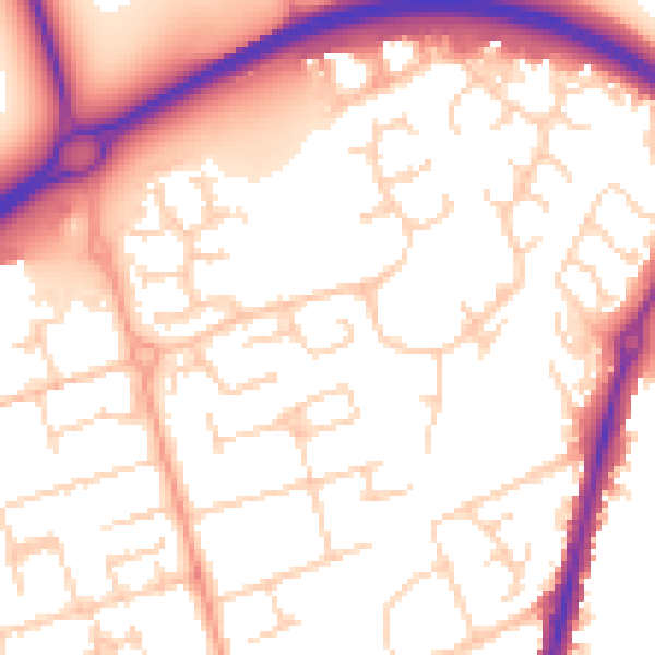 Daytime road noise heatmap for SG8 5AT