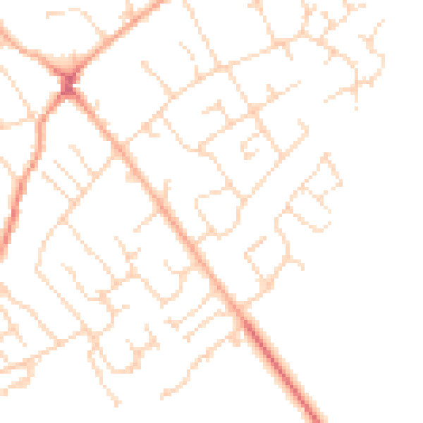 Daytime road noise heatmap for SG8 6JD