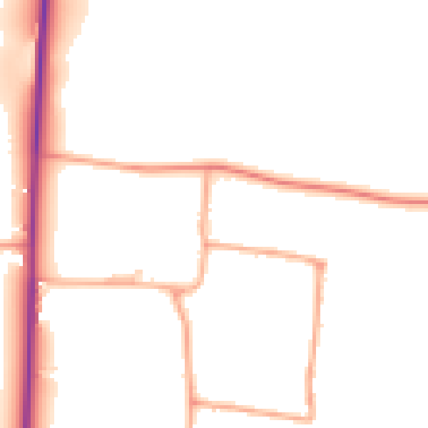 Daytime road noise heatmap for SG8 8BE