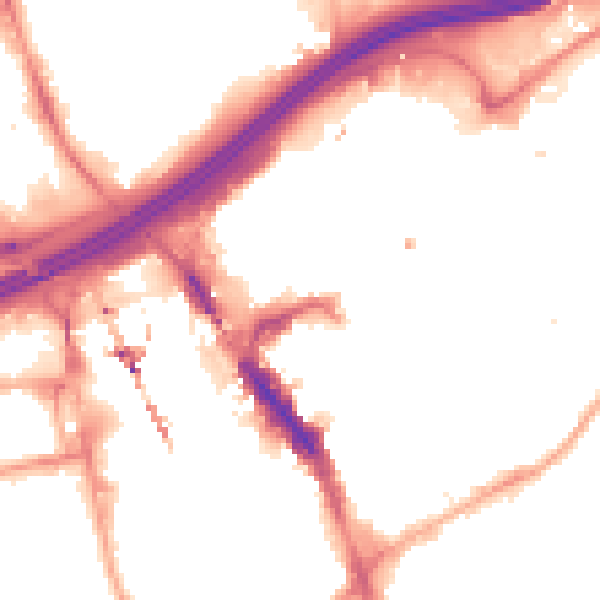 Night-time road noise heatmap for SK1 1AL