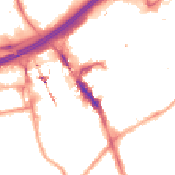 Night-time road noise heatmap for SK1 1DA