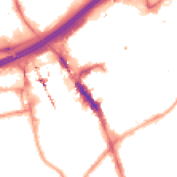 Night-time road noise heatmap for SK1 1DL