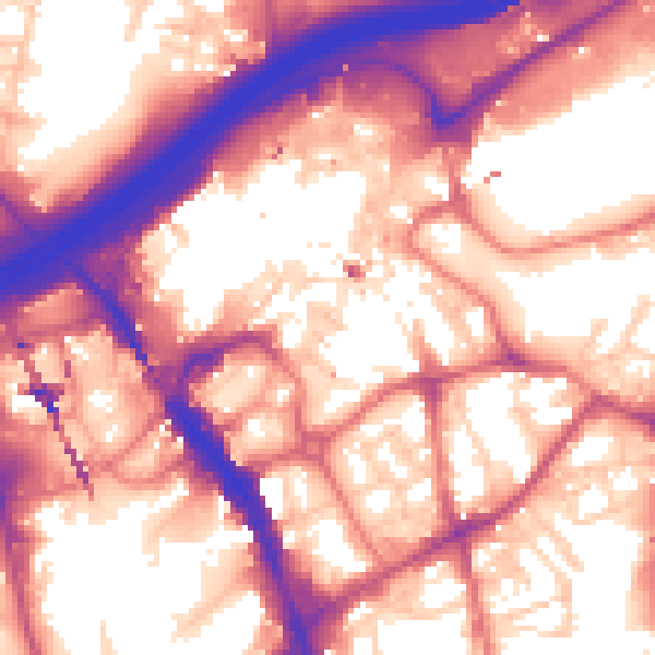Daytime road noise heatmap for SK1 1EB