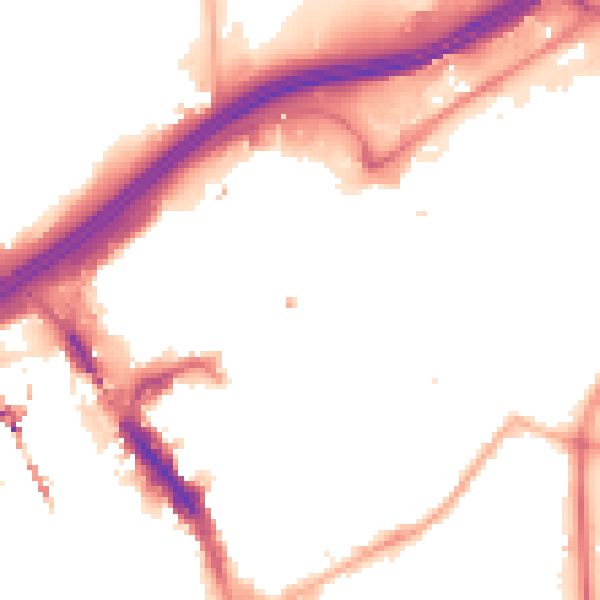 Night-time road noise heatmap for SK1 1JT