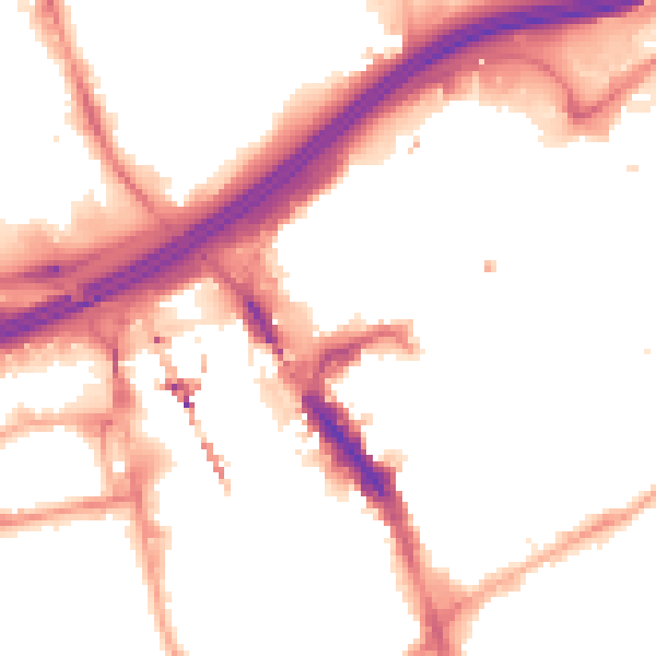 Night-time road noise heatmap for SK1 1NP