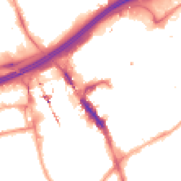 Night-time road noise heatmap for SK1 1NU