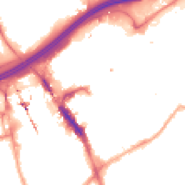 Night-time road noise heatmap for SK1 1NZ