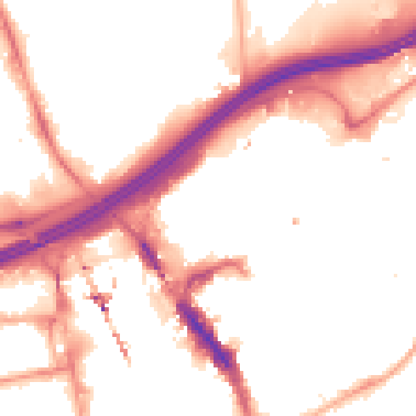 Night-time road noise heatmap for SK1 1PL