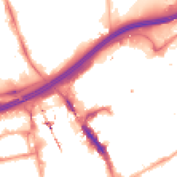 Night-time road noise heatmap for SK1 1PT
