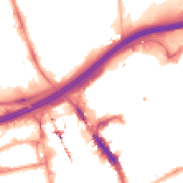Night-time road noise heatmap for SK1 1RJ