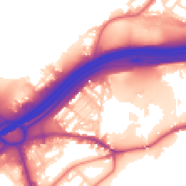 Daytime road noise heatmap for SK1 2EZ