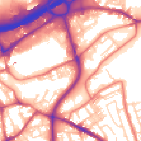 Daytime road noise heatmap for SK1 2NL