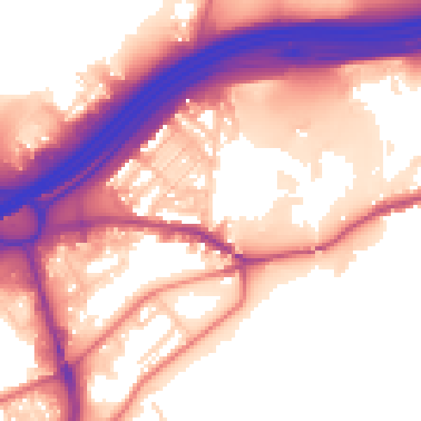 Daytime road noise heatmap for SK1 2QG