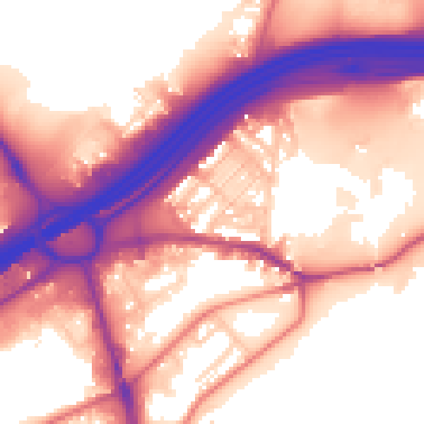 Daytime road noise heatmap for SK1 2QN