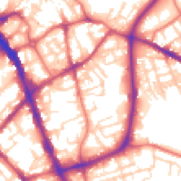 Daytime road noise heatmap for SK1 3DE