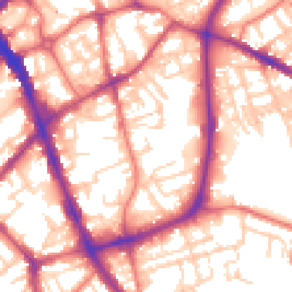 Daytime road noise heatmap for SK1 3EB