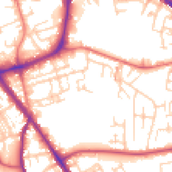 Daytime road noise heatmap for SK1 3FS