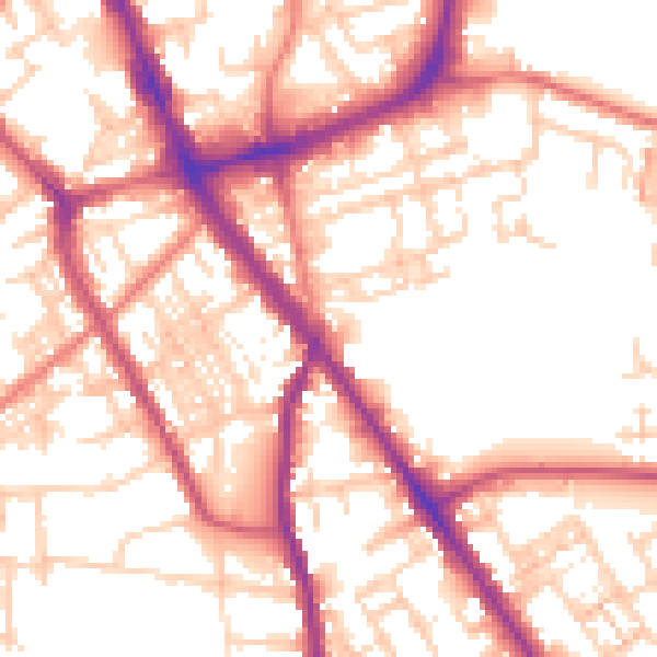 Daytime road noise heatmap for SK1 3GN