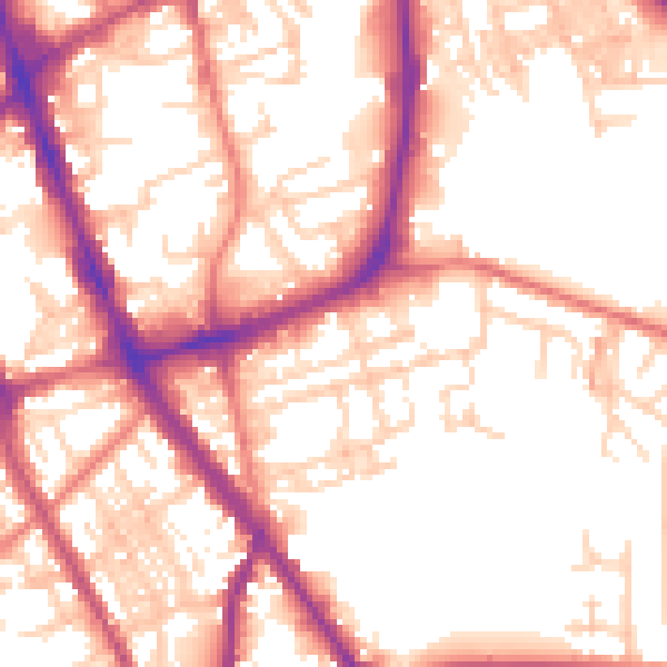 Daytime road noise heatmap for SK1 3JB