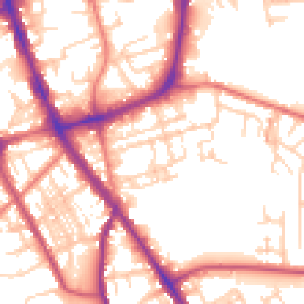 Daytime road noise heatmap for SK1 3JP