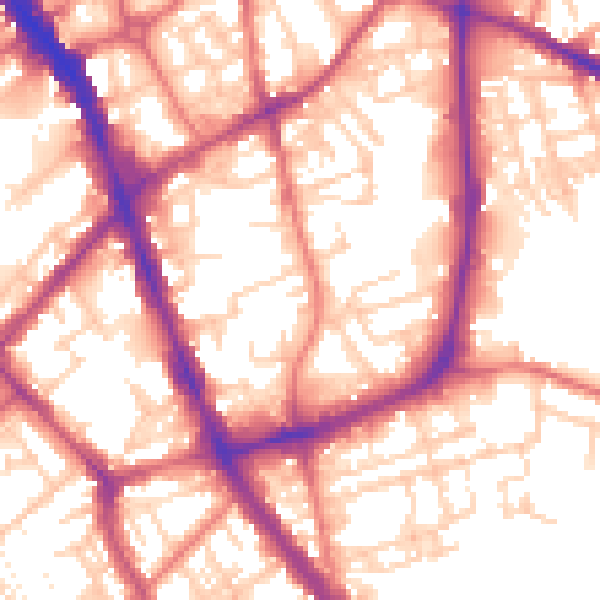Daytime road noise heatmap for SK1 3PY