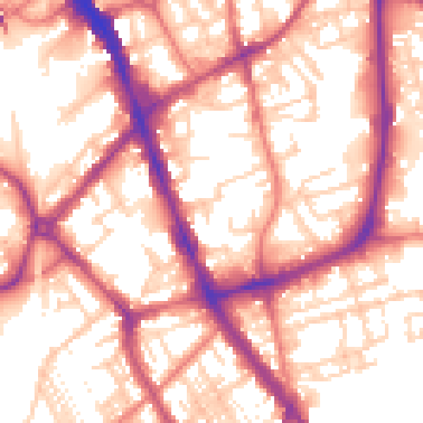 Daytime road noise heatmap for SK1 3QQ