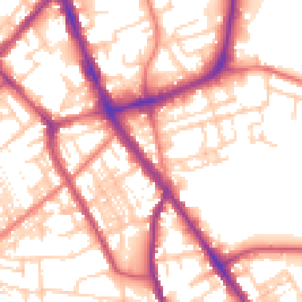 Daytime road noise heatmap for SK1 3RA