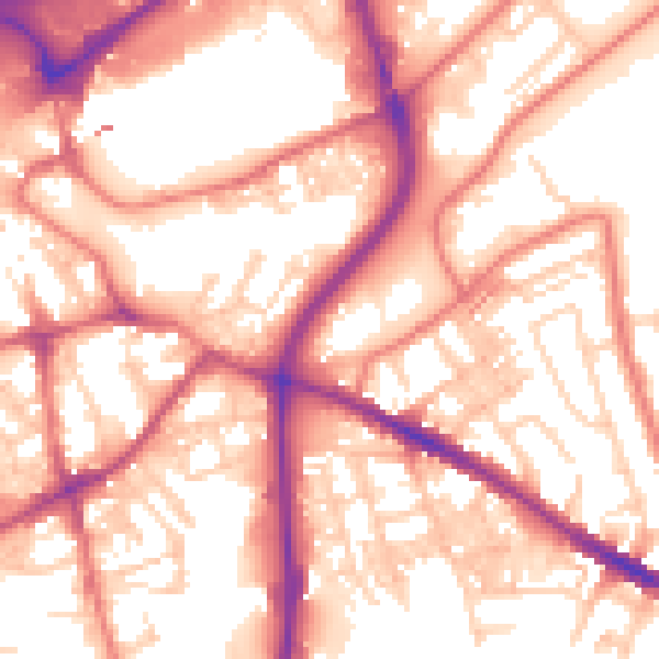 Daytime road noise heatmap for SK1 4AD
