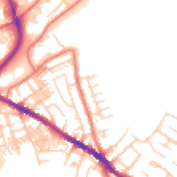 Daytime road noise heatmap for SK1 4BD
